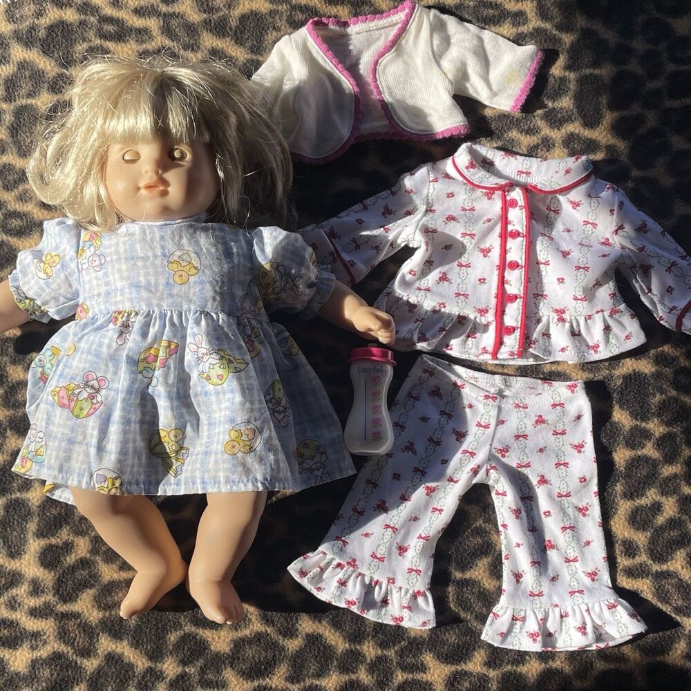 Bitty Baby girl twin blonde hair blue eye doll with cardigan and heart pajamas